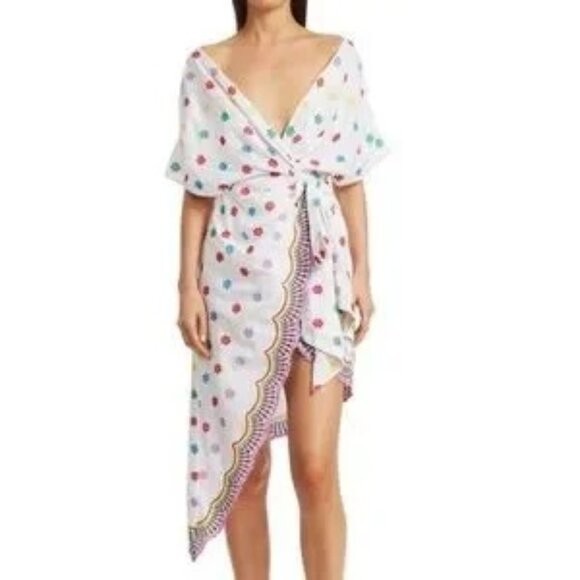 ALL THINGS MOCHI Camila Embroidered Side-Tie Dress SZ S