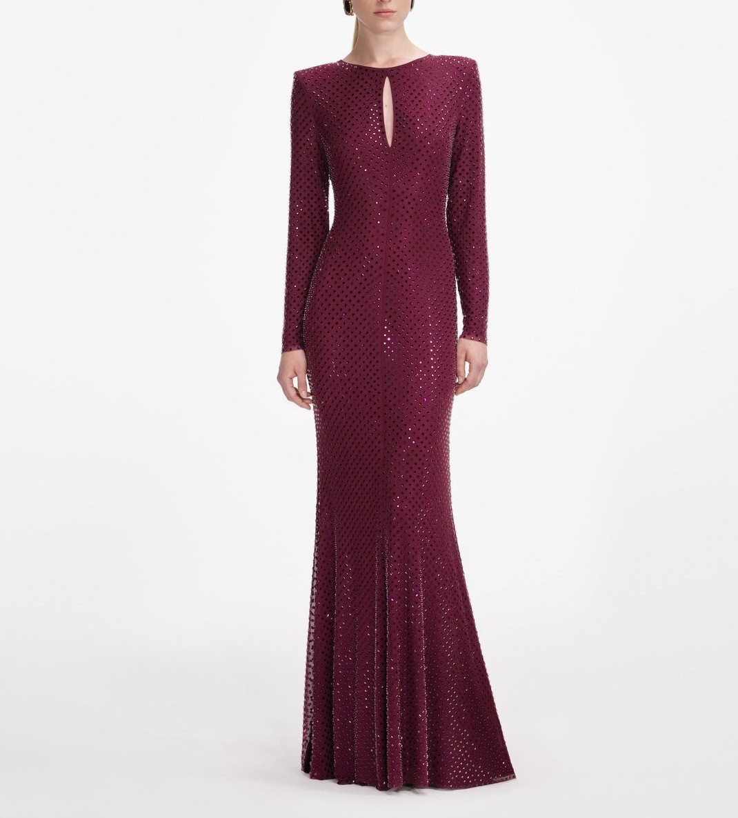 self portrait BURGUNDY RHINESTONE DRESS $1050 US 4=UK 8