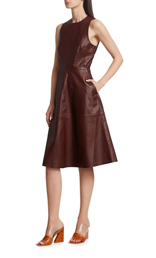 NEW Remain Birger Christensen Portia Leather Dress in Maroon SZ 6 $447 #D3775