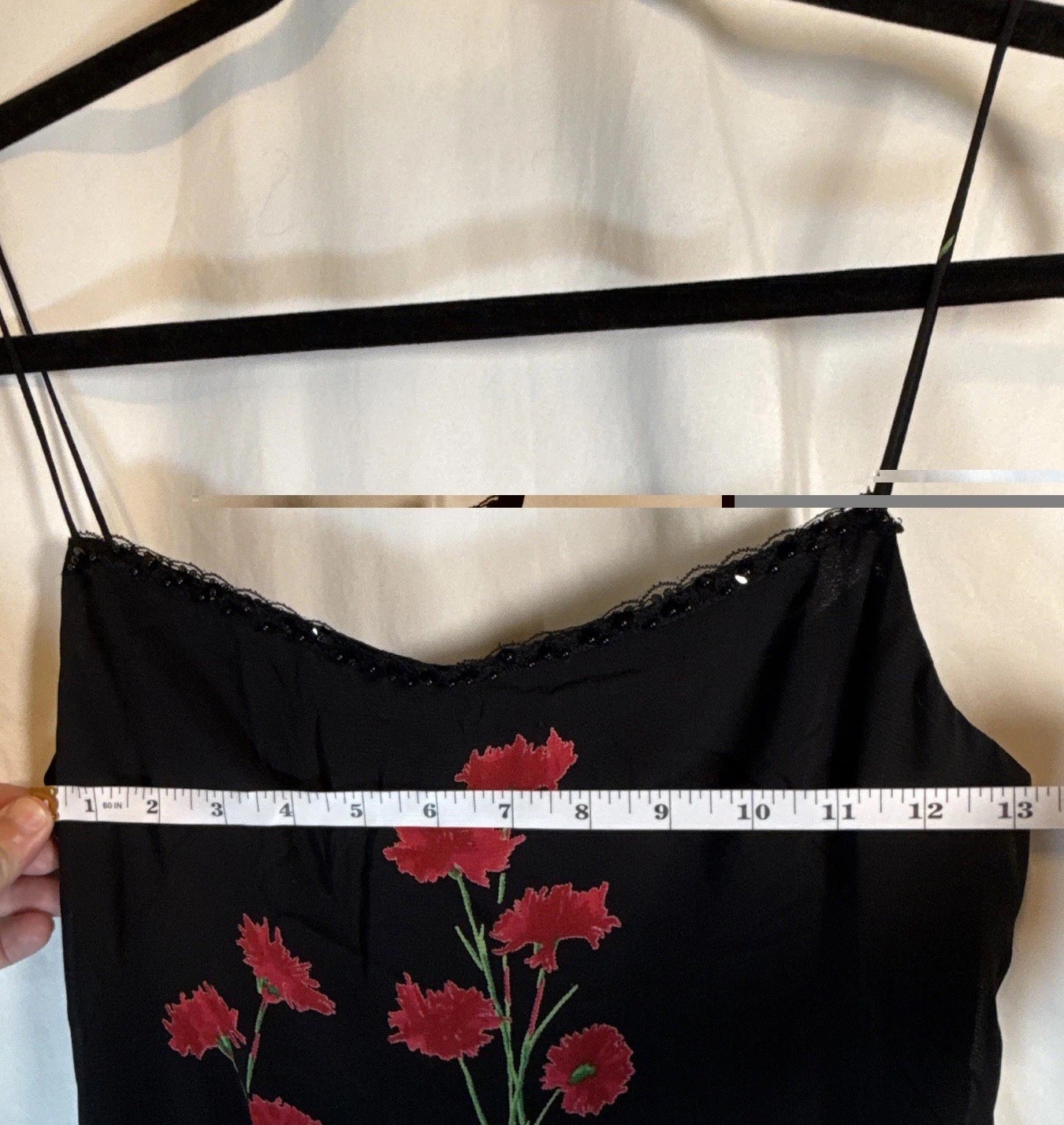 A.B.S. By Allen Schwartz Vintage Y2K Black Floral Spaghetti Strap Slip Dress Sz6