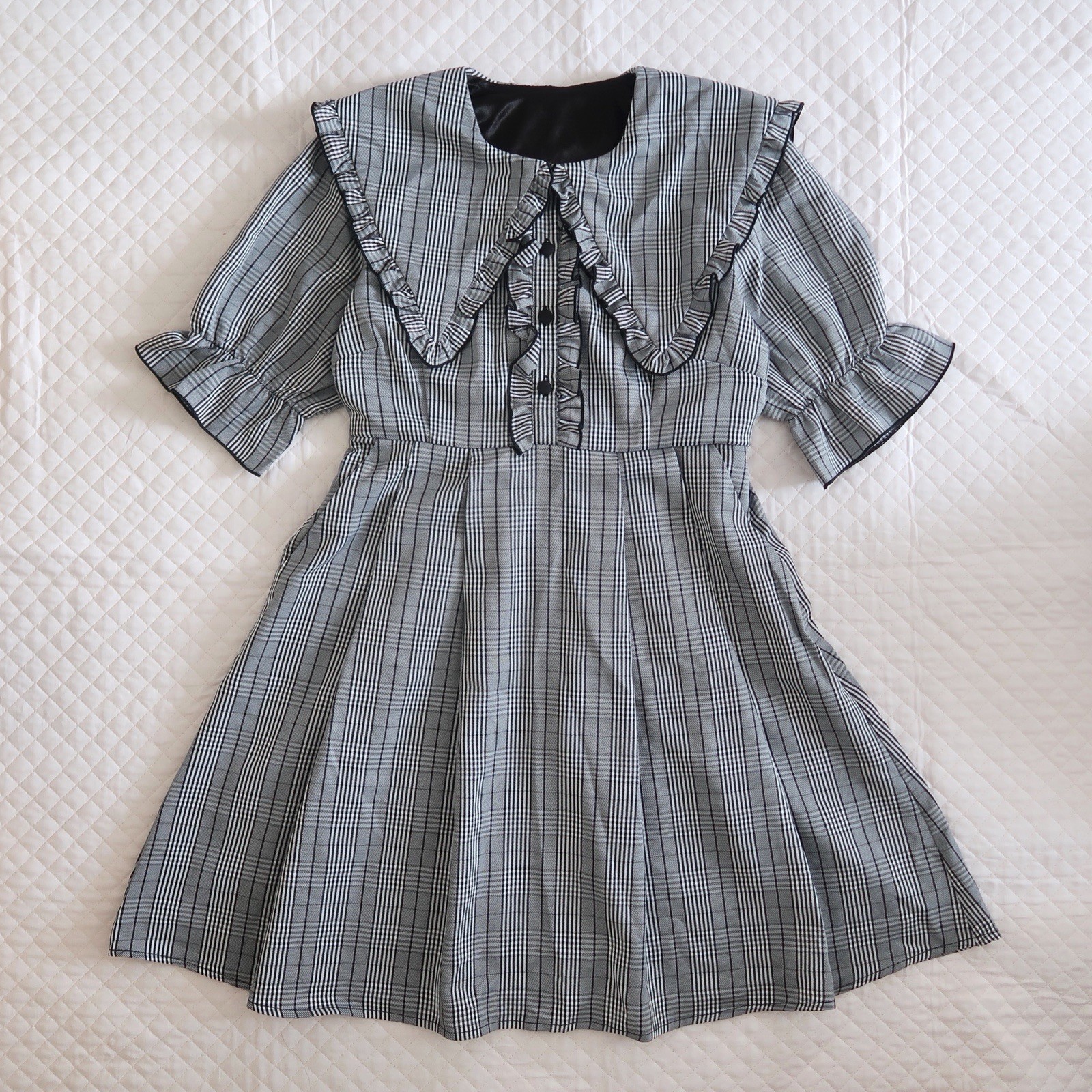 DearMyLove Sailor Collar Plaid Dress Jirai Kei Kawaii Japan Girly