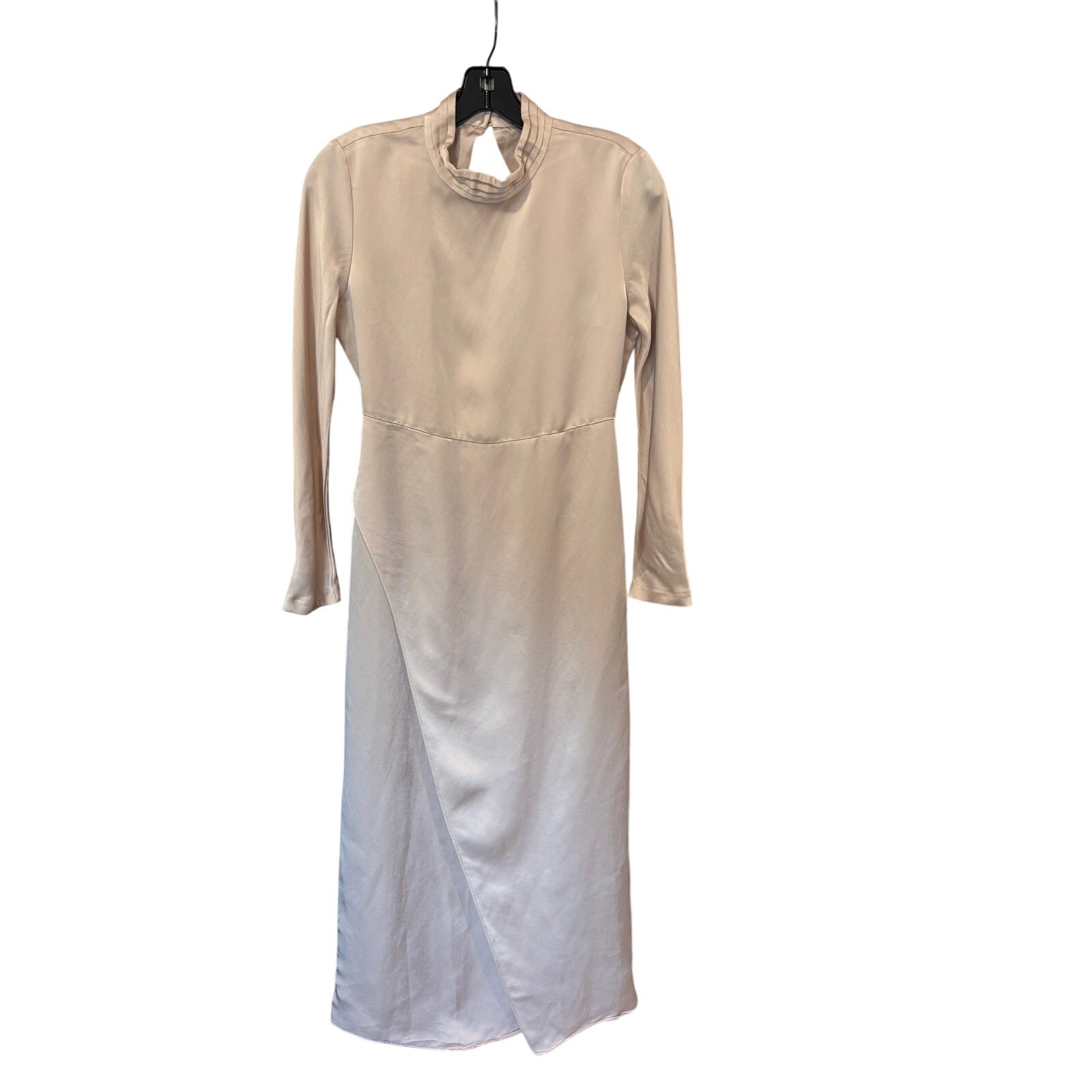 Zara Mock Neck Open Back Minimalist Quiet Luxury Wedding Guest Dress M