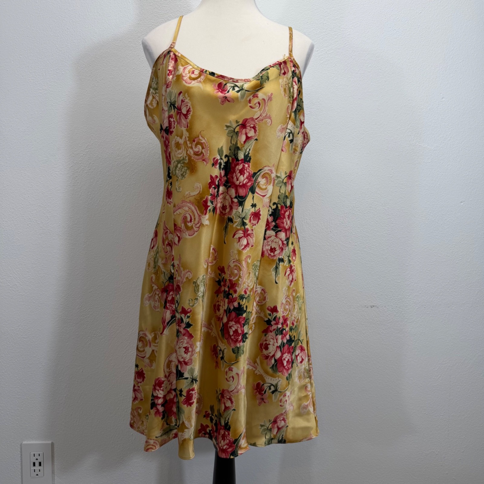 Sophia by Delicates Floral Silky Split Thigh Floral Elegant Slip Dress Size XL