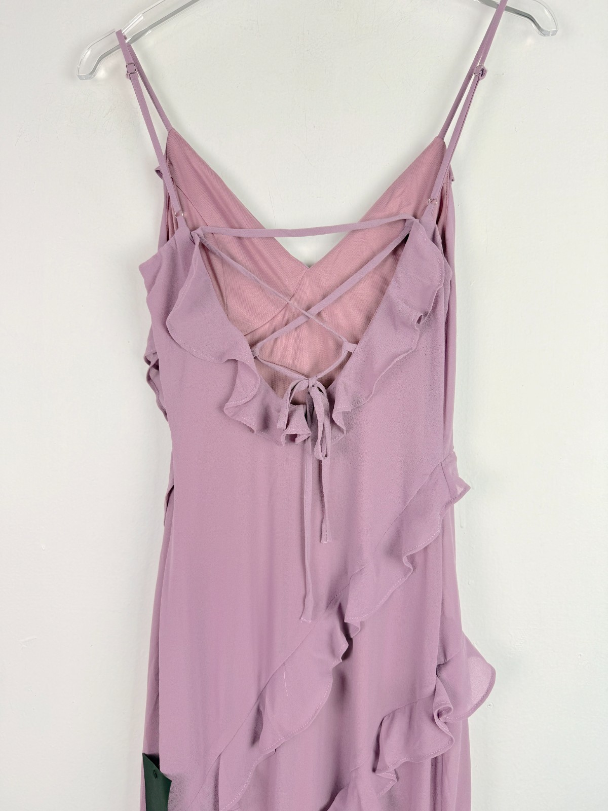 NWT Lulus Fancy Sweetness Lavender Ruffled Lace-Up Sleeveless Maxi Dress XXS