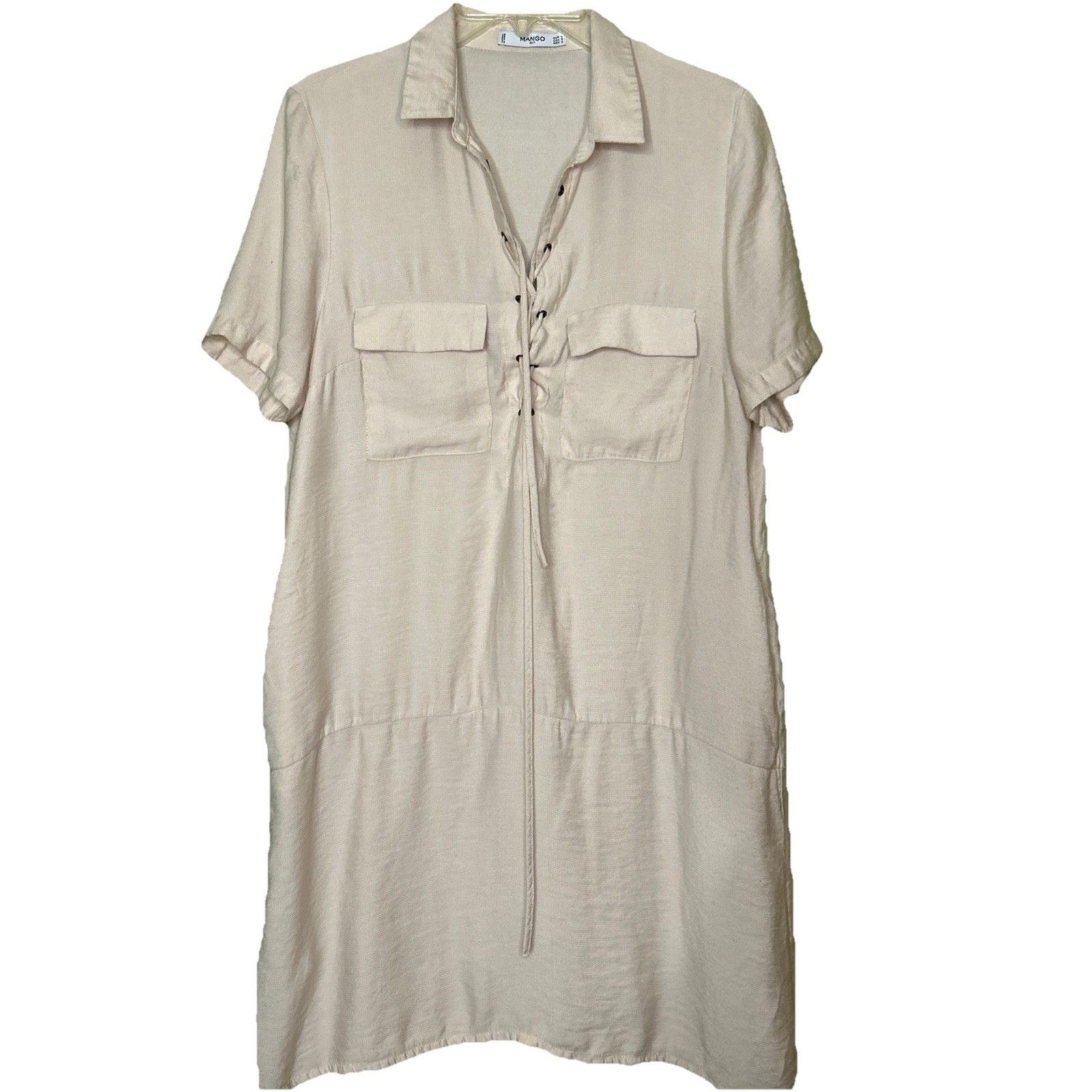 Mango Womens Dress Size 8 Shirt Dress soft peachy pink color Flawed