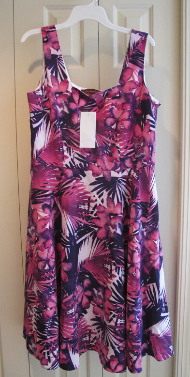 Hal Rubenstein Dress NEW~REDUCED~Size 18~NWT~square neck~Purple floral~FREE H