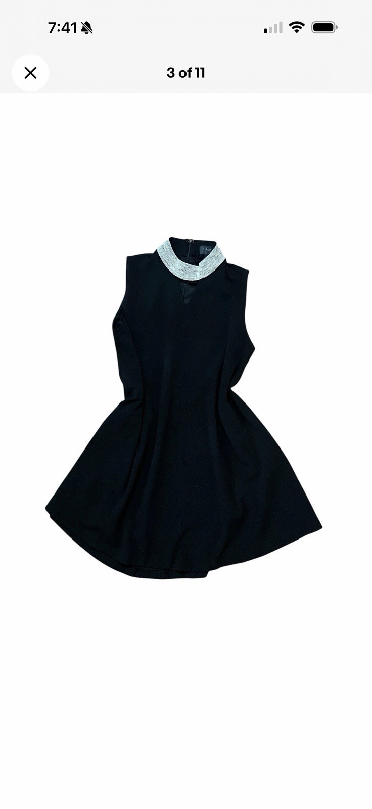 Gracia Black Metal Beaded Neck Cut Out Cocktail Swing Dress Size Medium