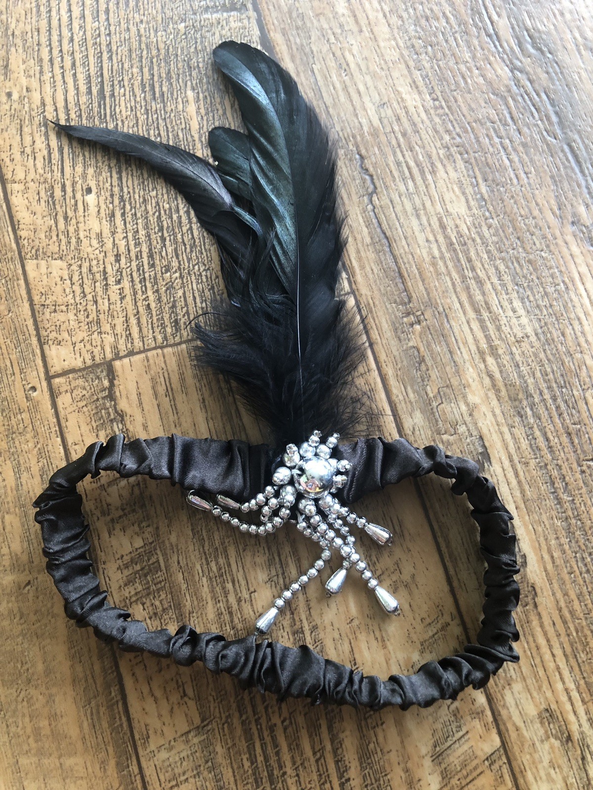 Babeyond Flapper Dress Size 3XL Black Sparkly Sleeveless With Feather Headband