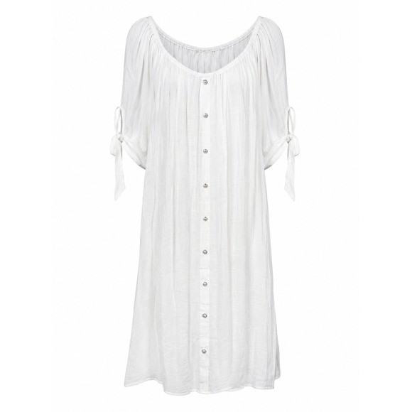 White Tie Sleeve Midi Dress Plus Size 26/28 NWOT Fully Lined