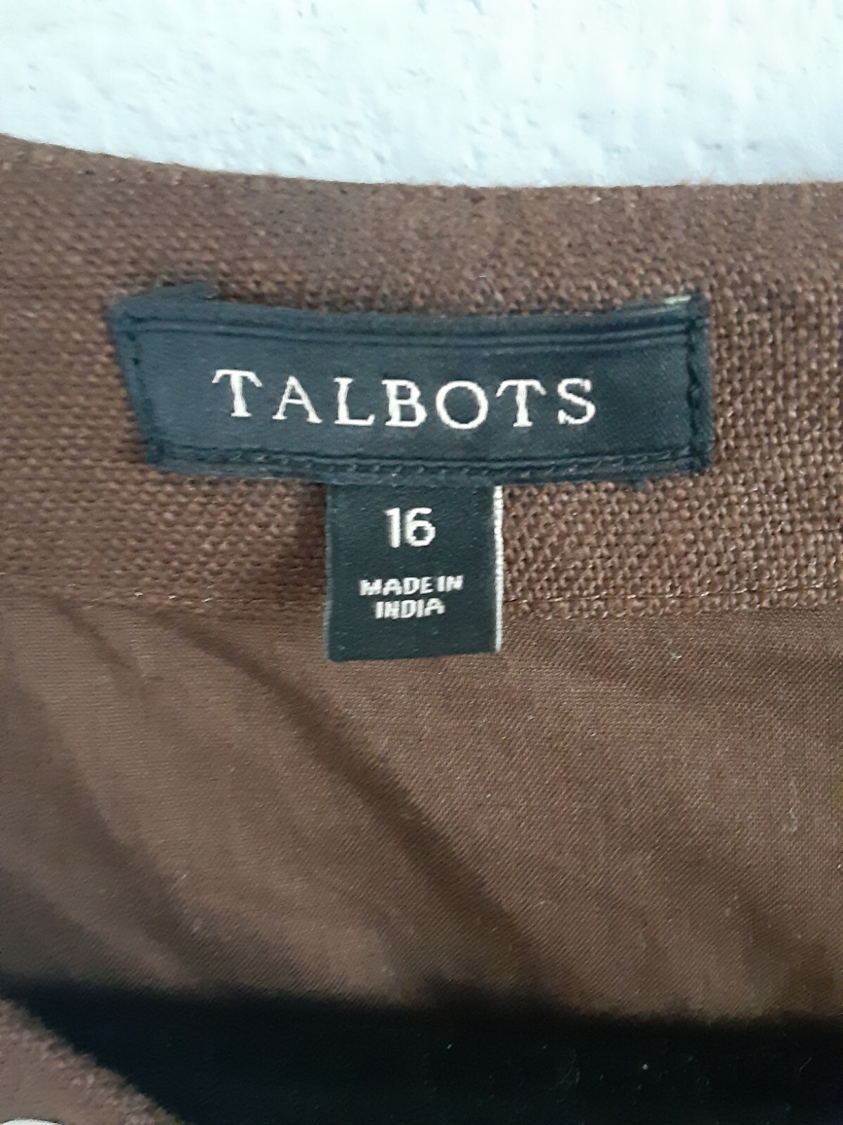 Talbots Size 16 Linen Lined Sleeveless Round Split Neck Beads Knee Sheath Dress