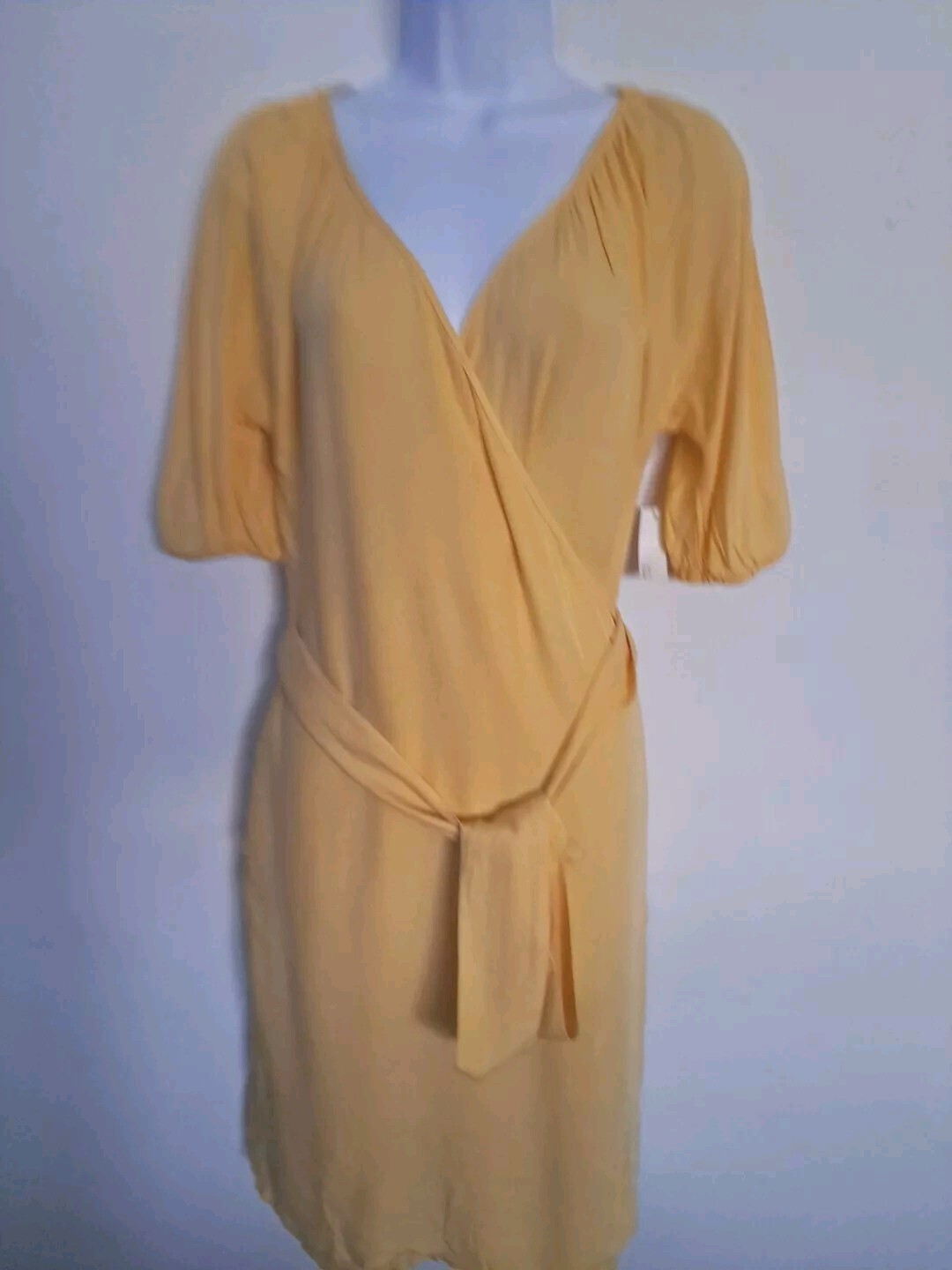 Goodthreads Women’s Mindi Wrap Fluid Twill Dress Light Yellow Size Small