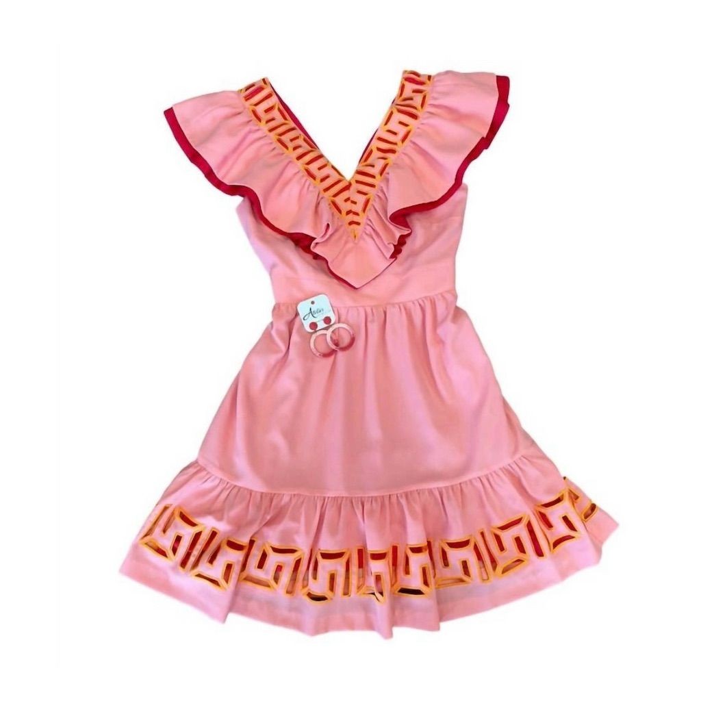 New Emily McCarthy Camille Dress Pink Knee Length Ruffle in Cabaret Size Large