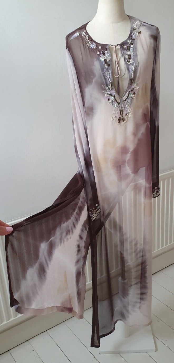 ***GORGEOUS***ALL SAINTS ZAMI MAXI KAFTAN, UK14, US10, EU42, 100% SILK