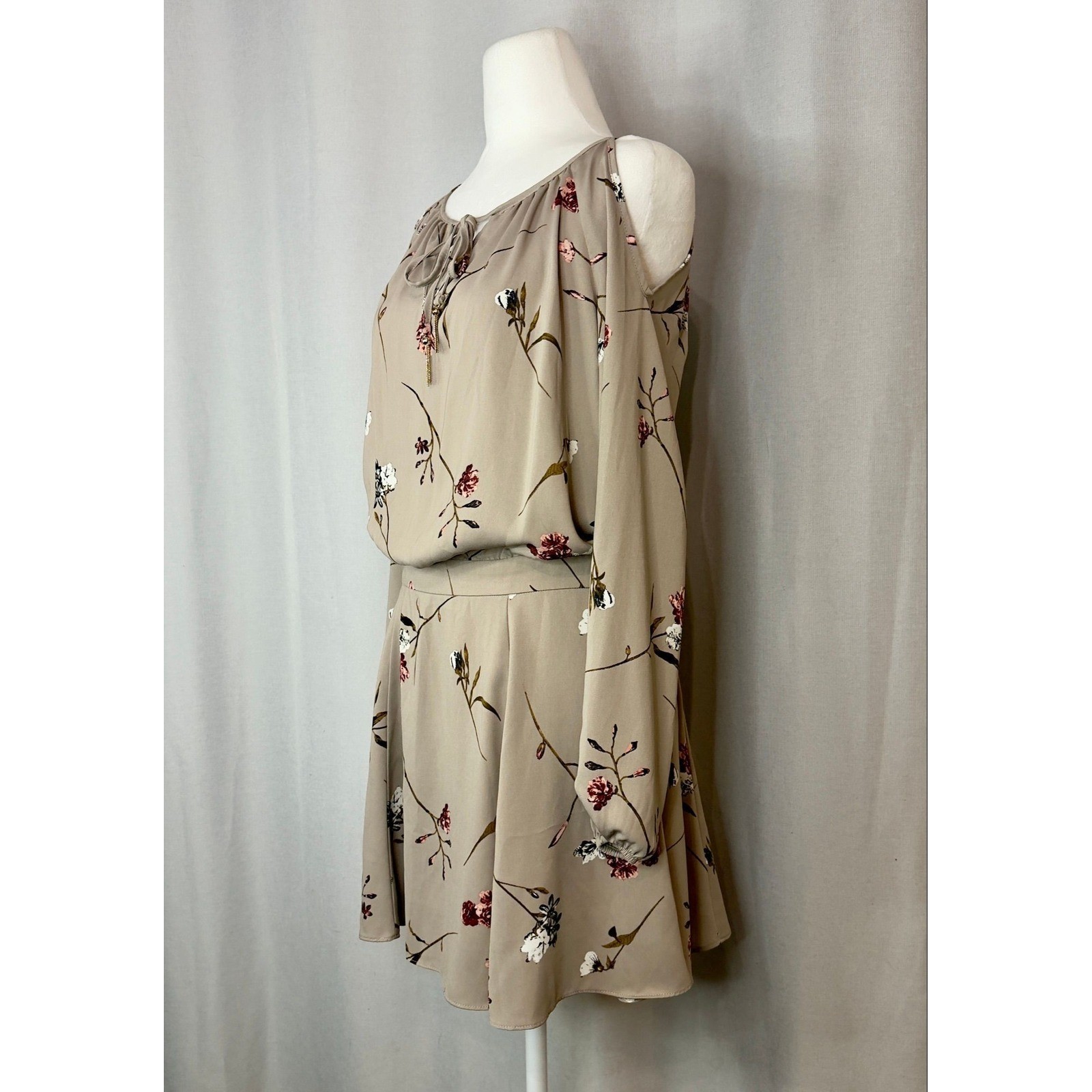 Floral Cold Shoulder Long Sleeve Fit & Flare Mini Dress