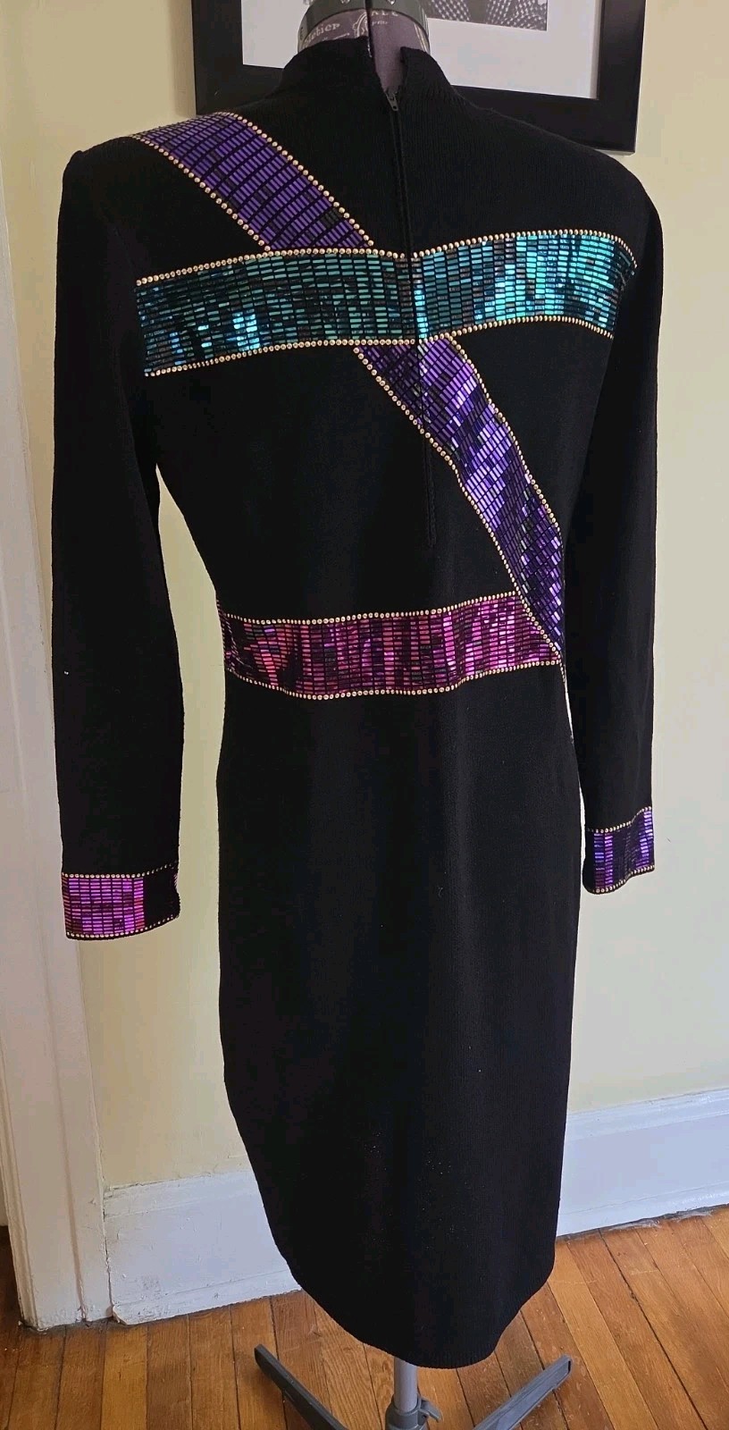 Vintage St. John Evening Paillettes Sequin Knit Dress *SOLD AS IS* PLEASE READ