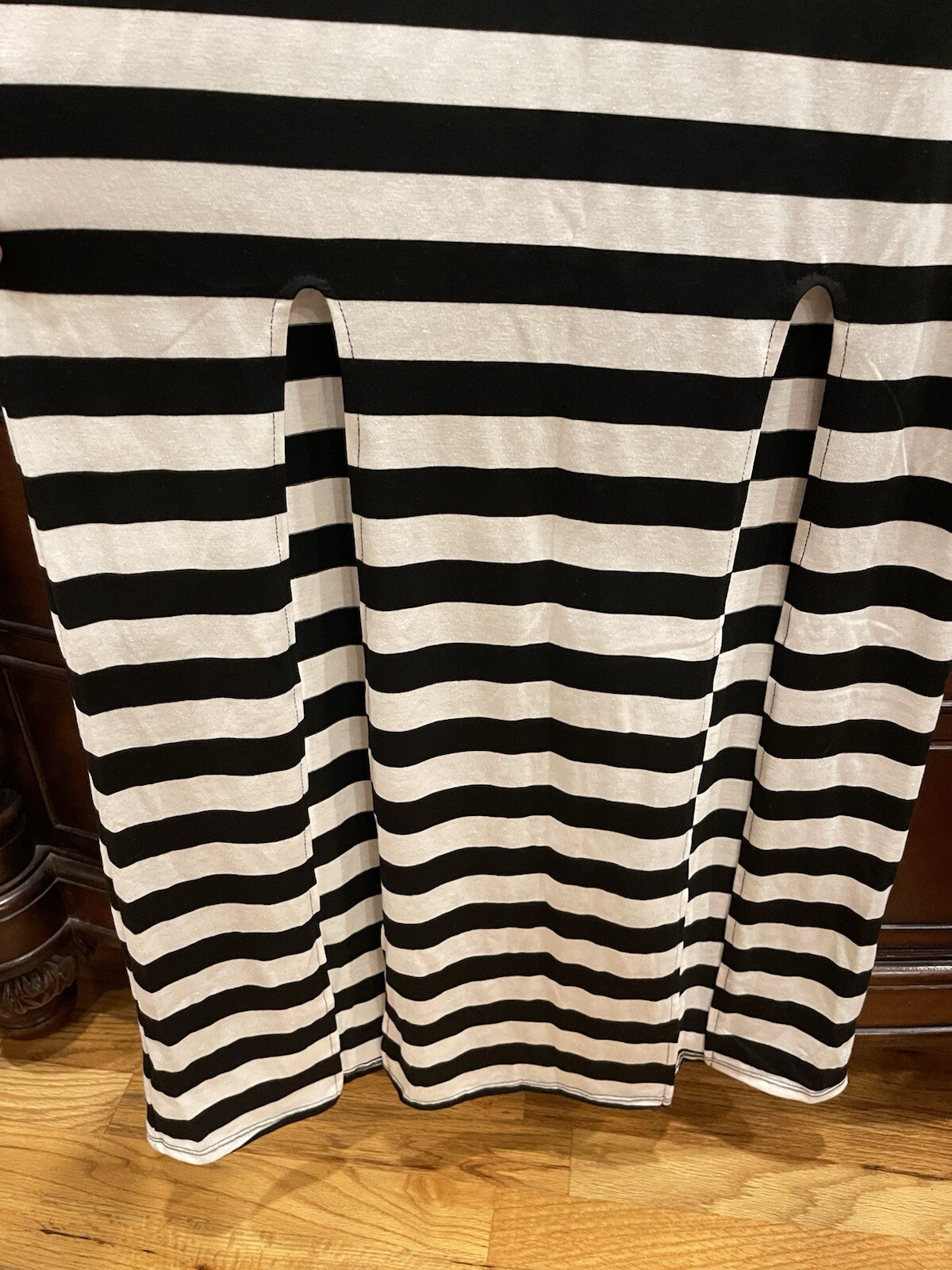 Womens Black & White Striped Maxi Dress Size XL Copper Key Sleeveless (A1)