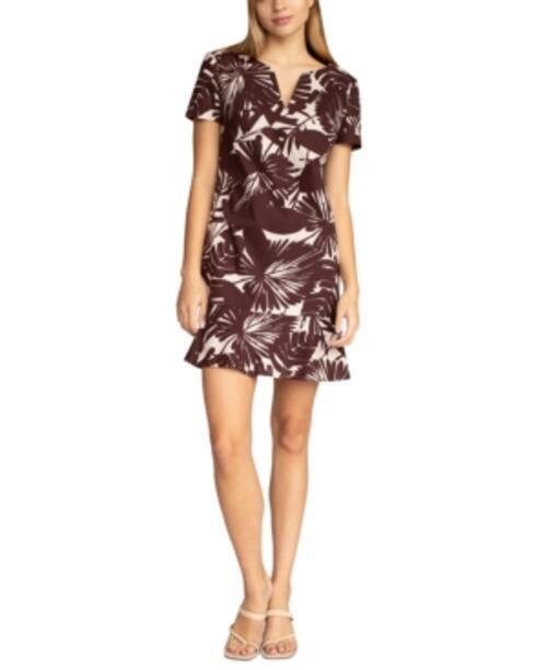 Trina Turk Printed Ruffled-Hem Dress Brunette Size 10 0612