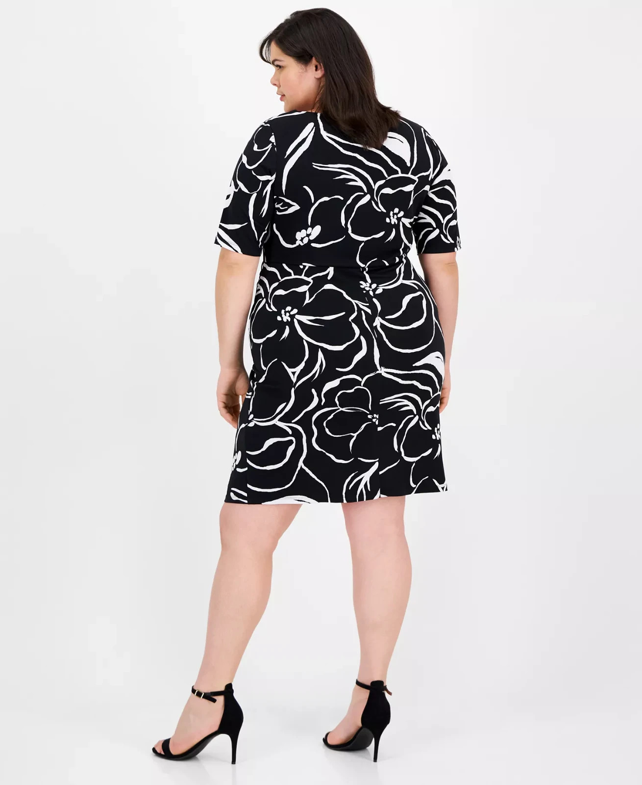 Connected Plus Size Printed Pleat-Detailed Dress MSRP $79