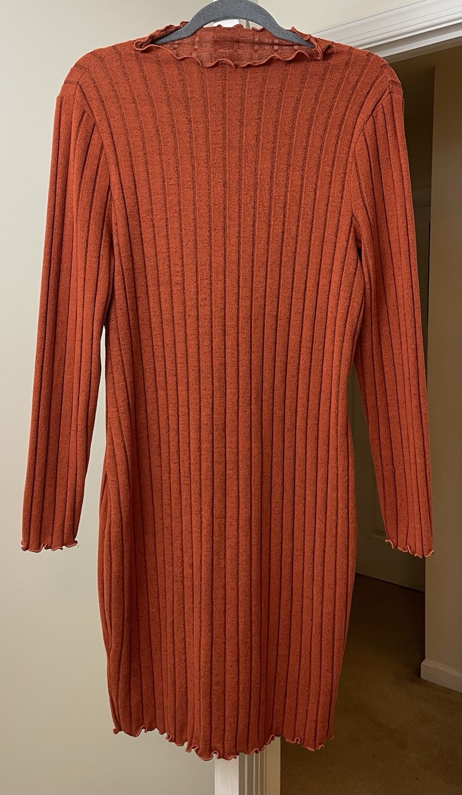 Shein Dress Orange Ribbed Wiggle Knit Gypsy Bohemian Festival Women’s 1XL