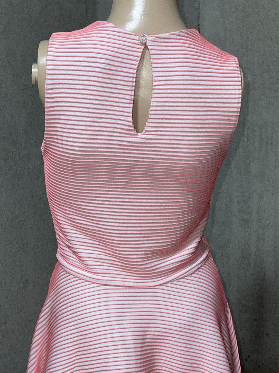 Opening Ceremony Larson Coral White Striped Fit & Flare A-Line Mini Dress US 4