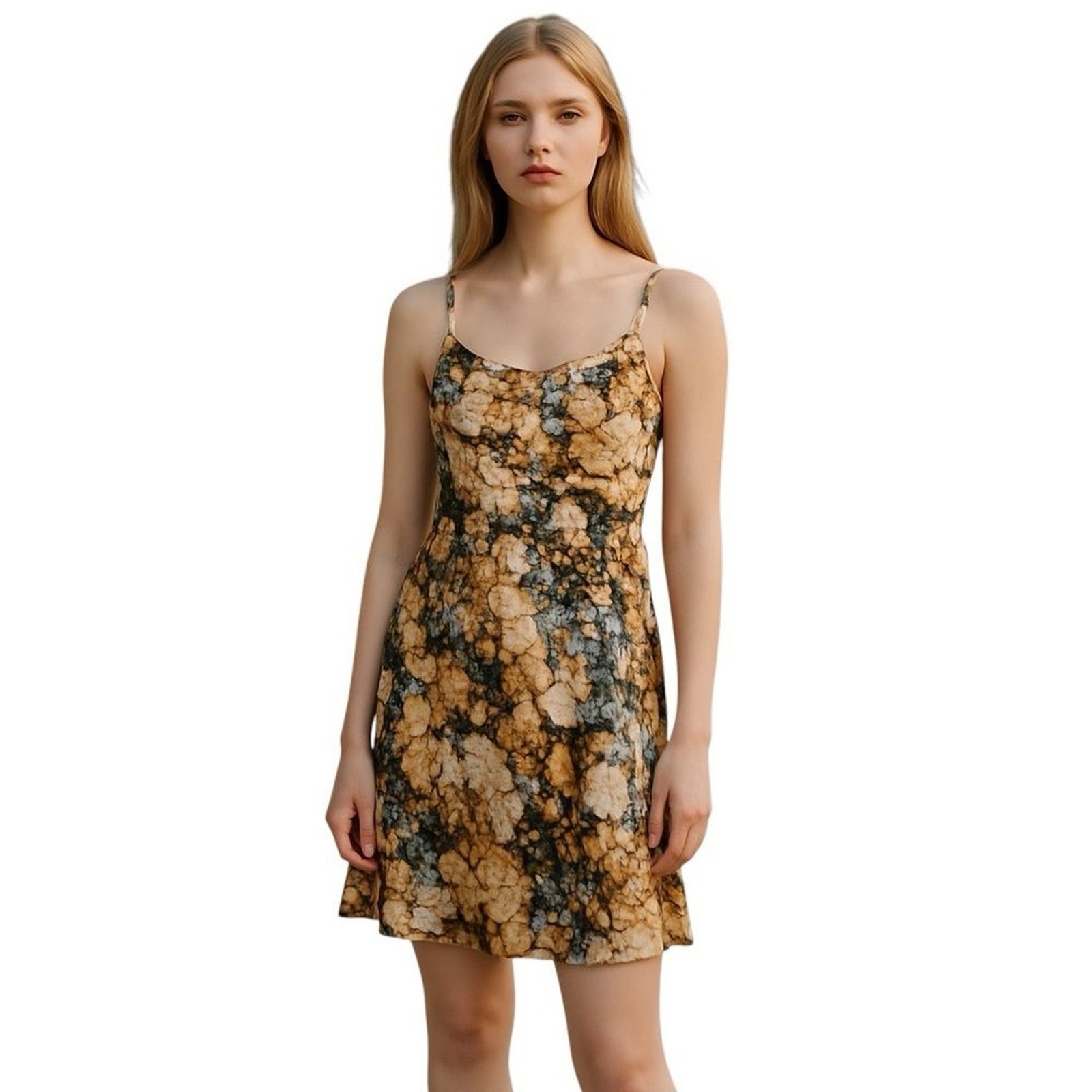 MM COUTURE BY MISS ME BROWN TAN CREAM MULTI-COLOR MINI DRESS S