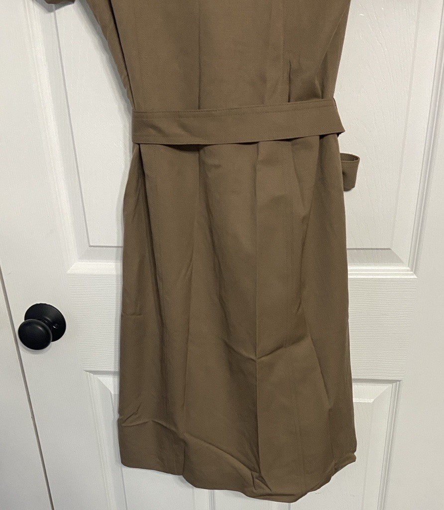 Pendleton 100% Virgin Wool Tan Belted Shirt Dress Trench Style Womens