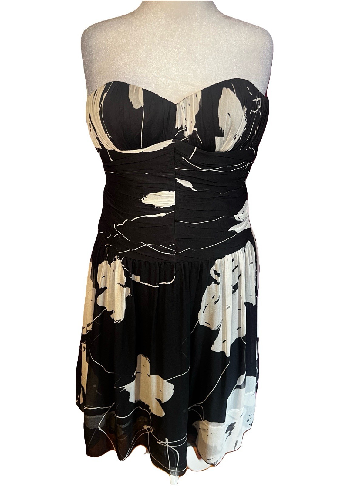 Teri Jon Rickie Freeman NWT 100% Silk Strapless Floral Cocktail Dress 12