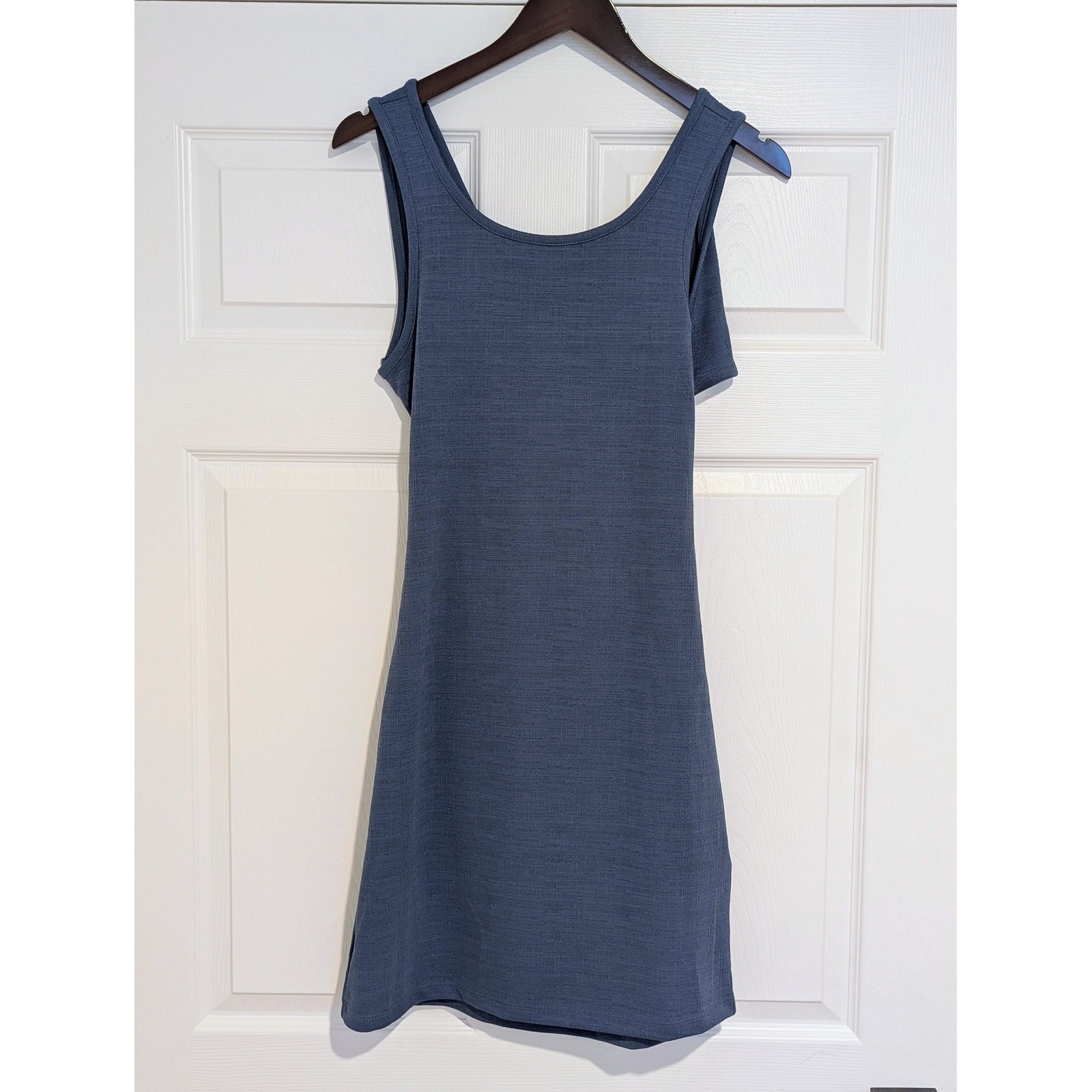 Roxy Blue Textured Knit Crossover Back Cutout Mini Tank Dress Womens Large