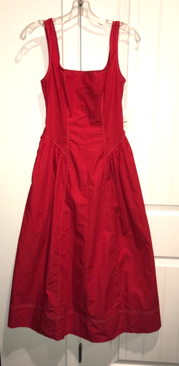 Free Assembly XS 0-2 Sleeveless Paneled Red Maxi Dress Smocked Back 100% Cot NWT