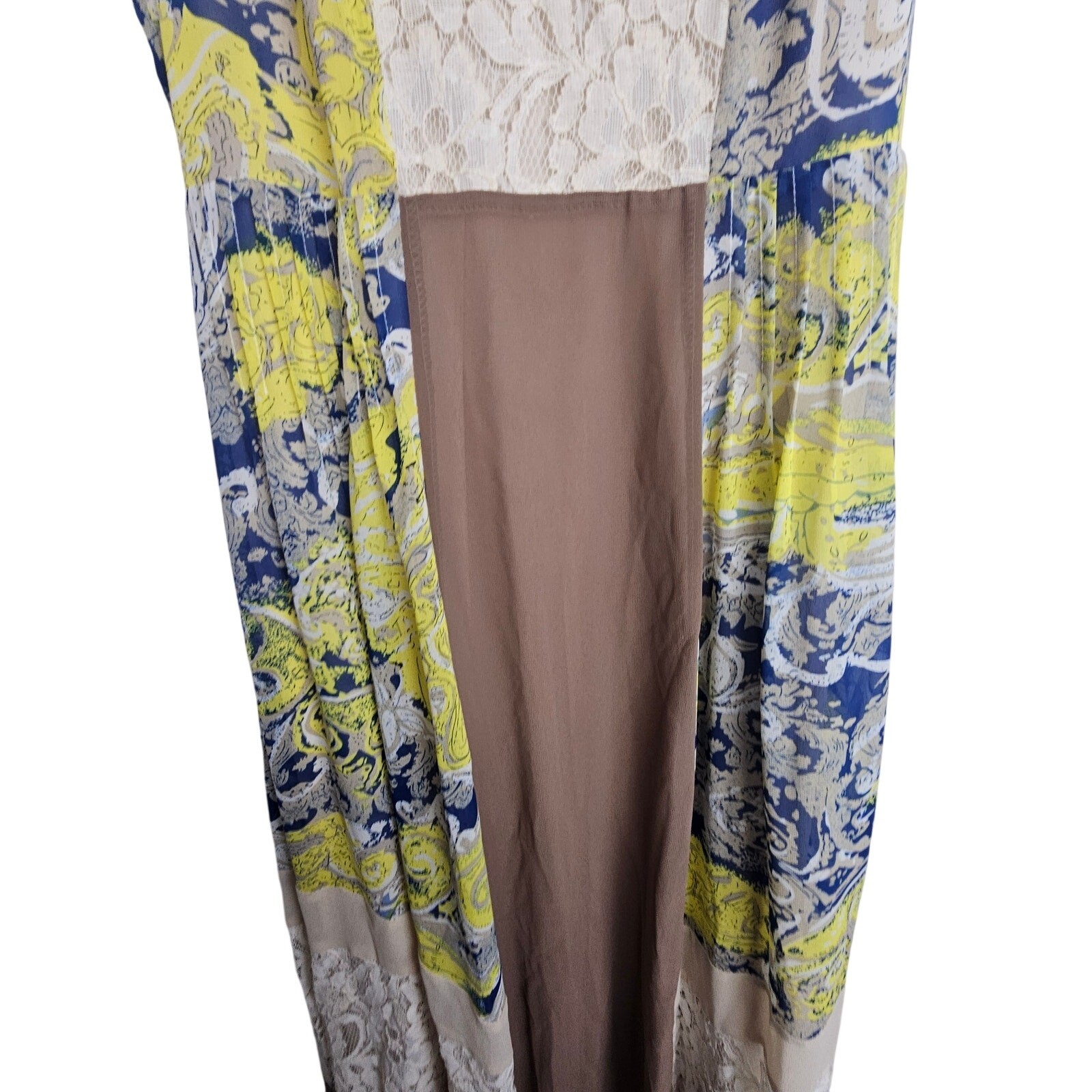 Anthropologie Ryu Womens Patchwork Lace Maxi Dress Sz M Cottagecore Boho Hippie