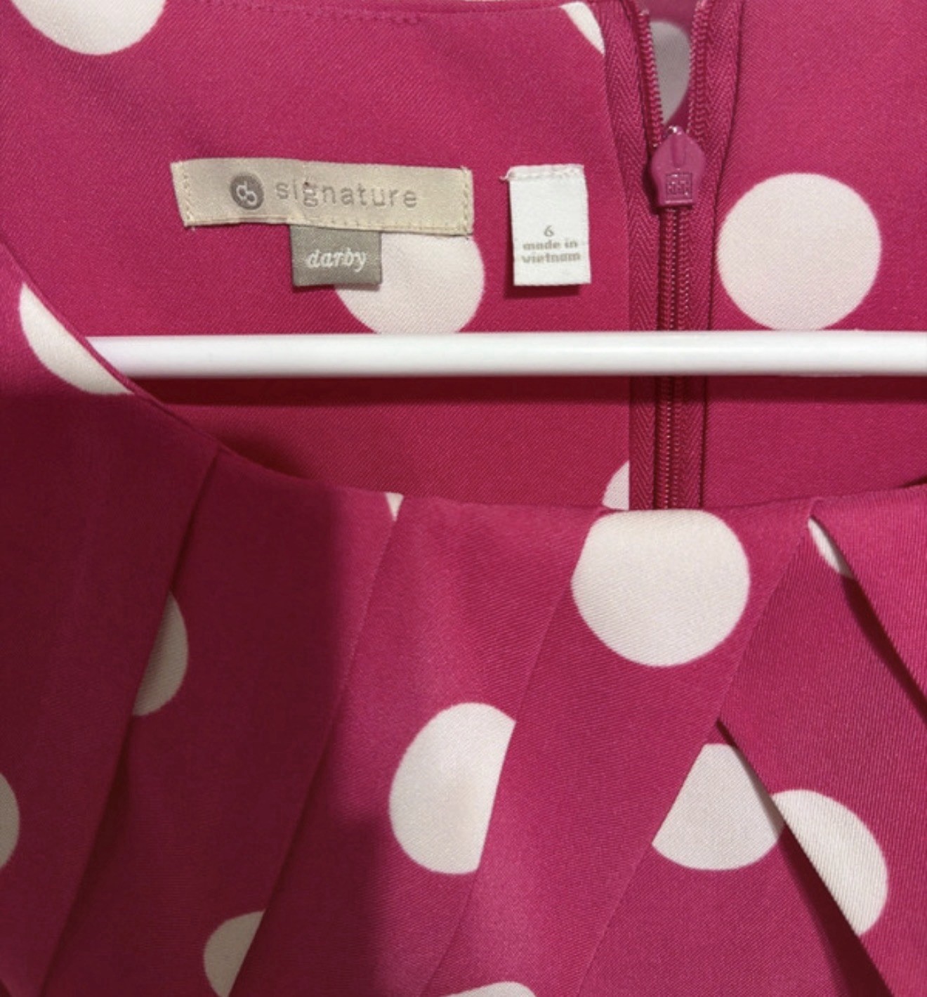 Dressbarn Darby Pink White Polka Dot Round Neck Sleeveless Belted Dress 6