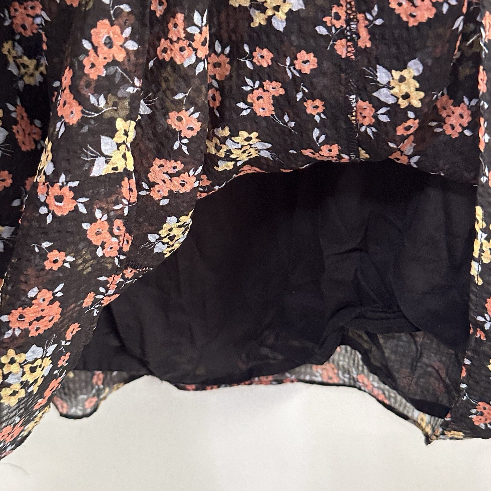 Free People Doll Pants Floral Mini Tunic Dress 10 3/4 Sleeve Lined Short Boho