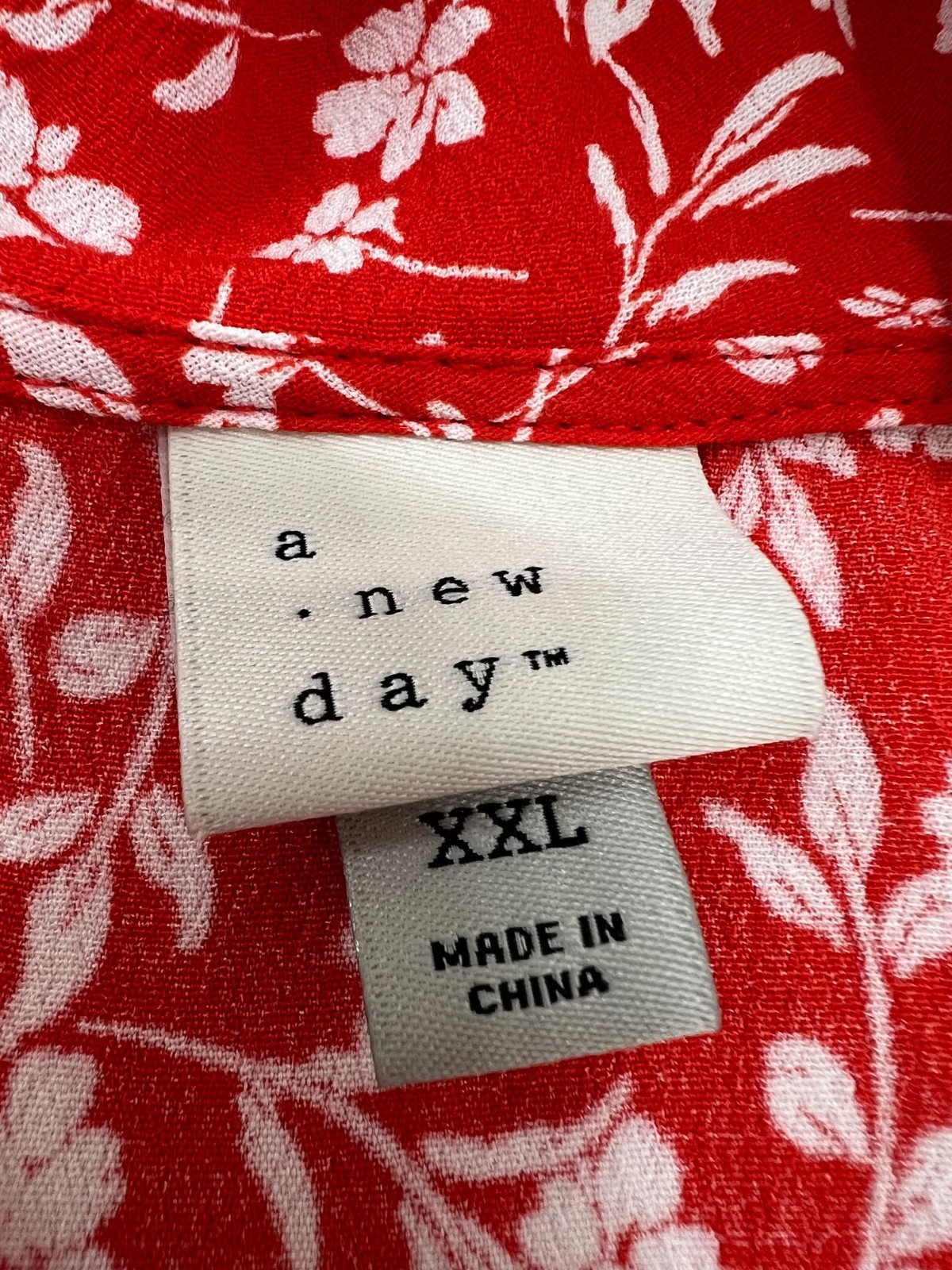 A New Day red garden floral maxi summer sun dress sz XXL – ruffle slit zipper