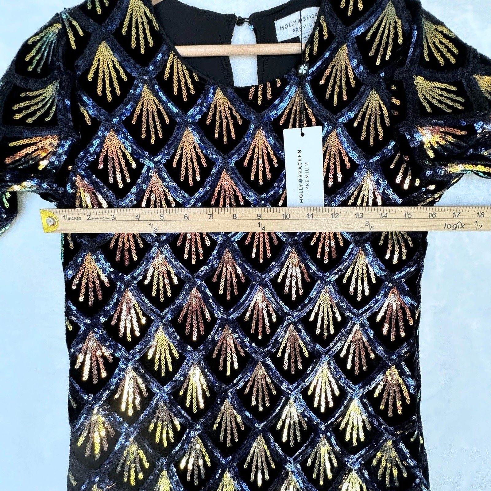 NWT Molly Bracken Sequin Mini Dress Art Deco Gatsby Women’s XS Party