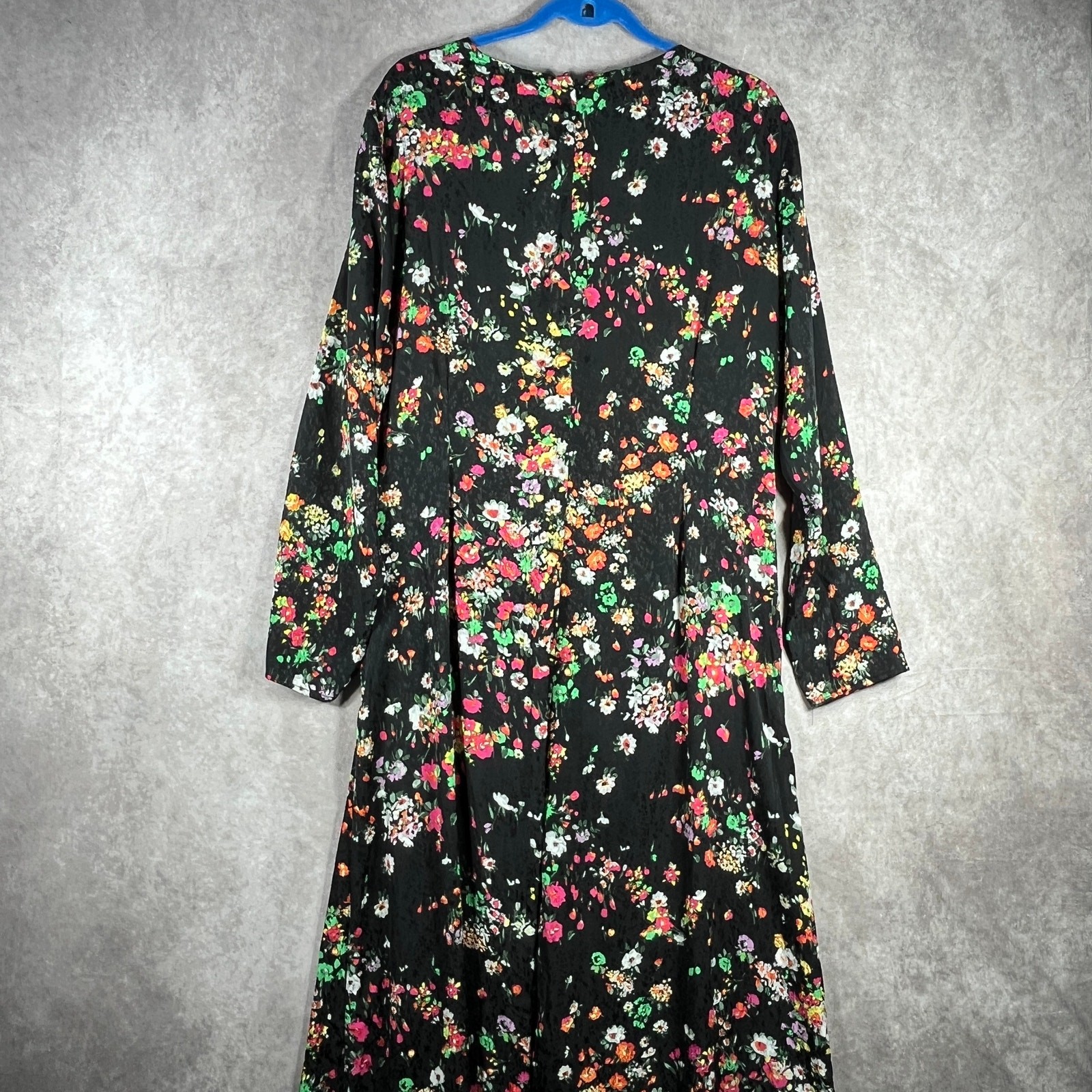 H&M Maxi Dress Womens 2XL Black Micro Floral Print Twist Front Cottagecore NEW