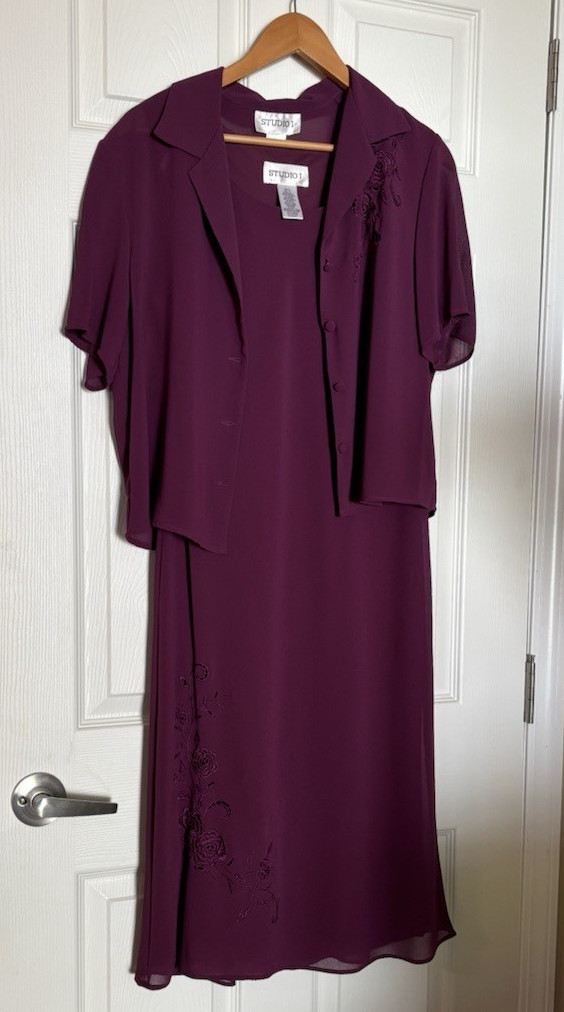 Studio 1 Semi Formal Purple Dress 2pc Embroidered with Jacket Mother at Wedding