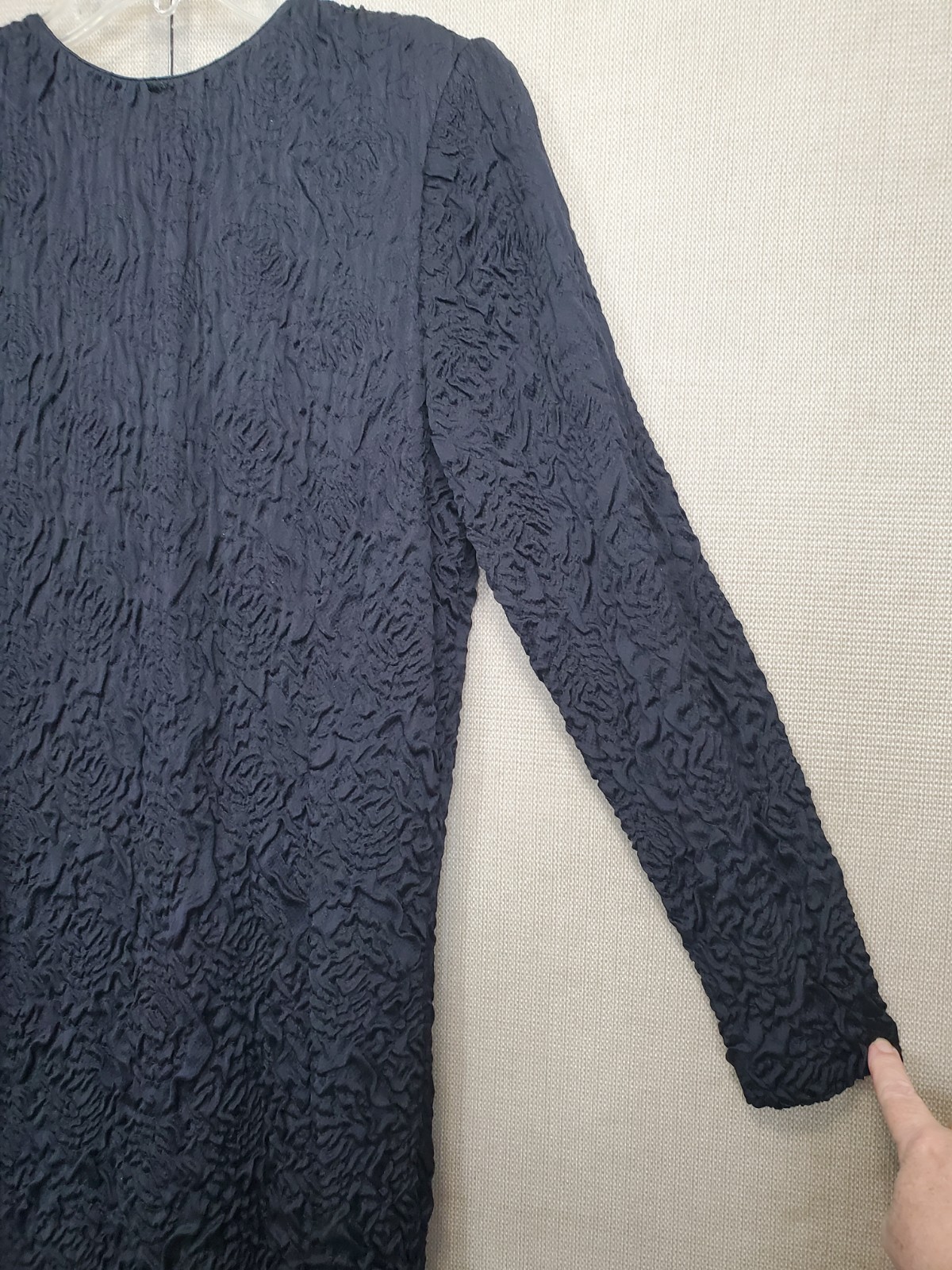Krizia Black Textured Long Sleeve Midi Dress Size EU 42 US MED Made in Italy