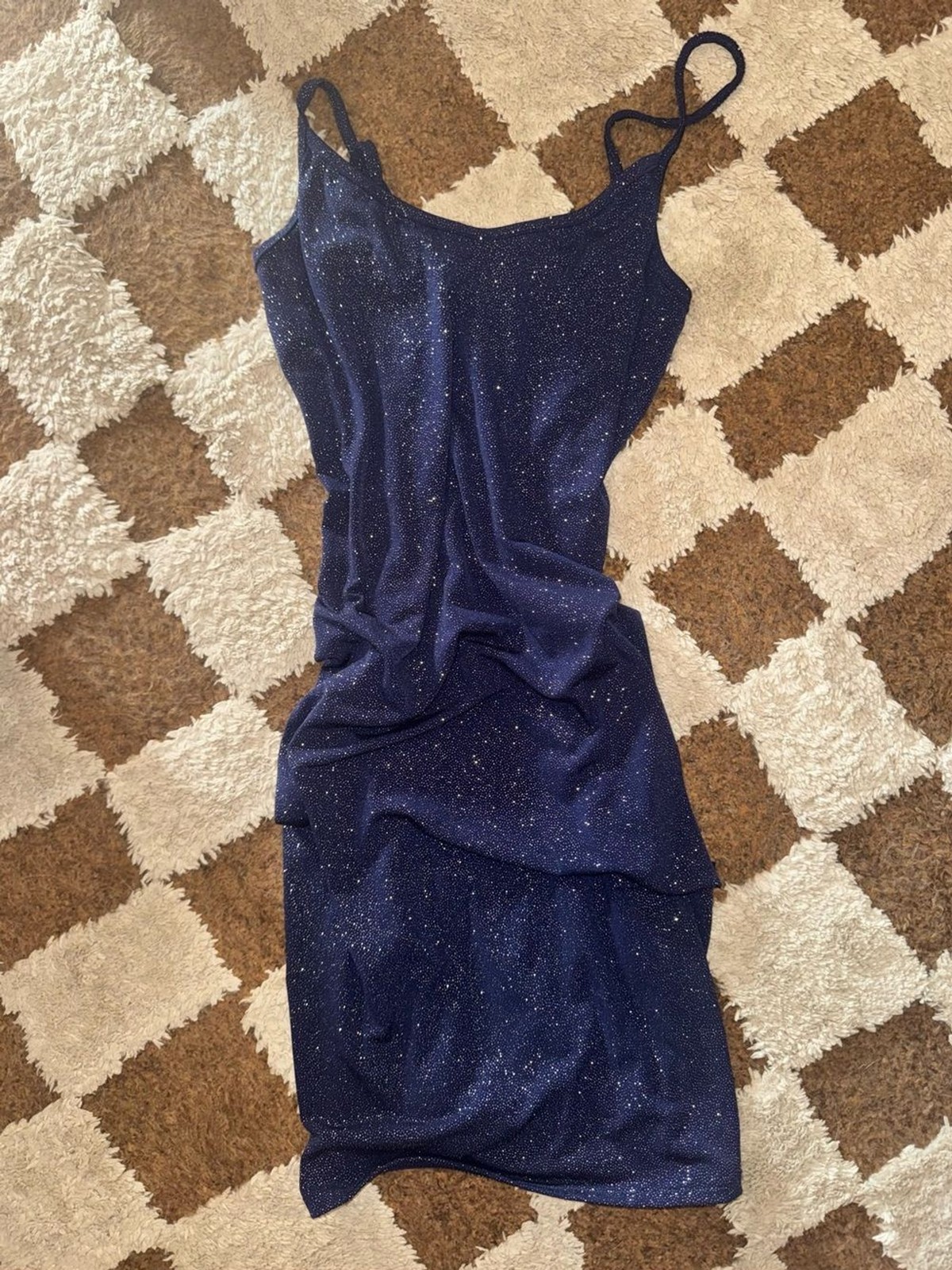 Nordstrom Navy Sparkle Slip Midi Dress