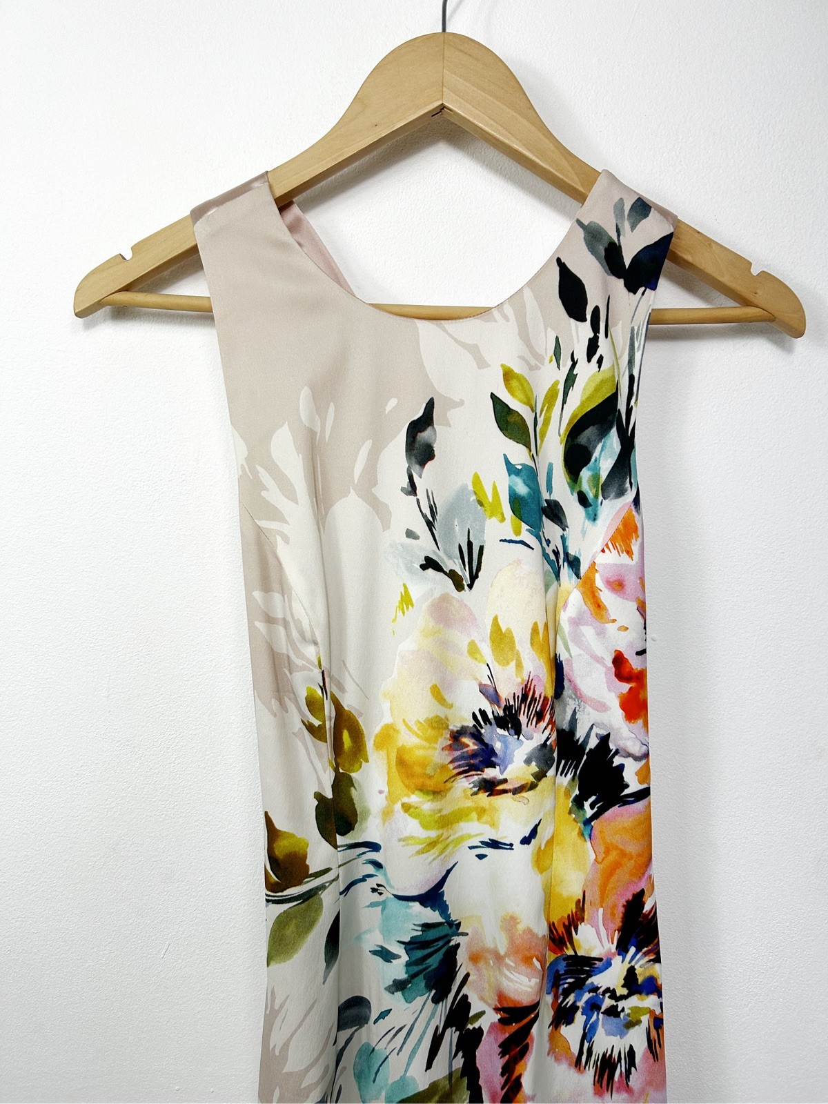 Karen Mullen Floral Satin Pencil Wedding Occasion Bodycon Midi Dress UK 8