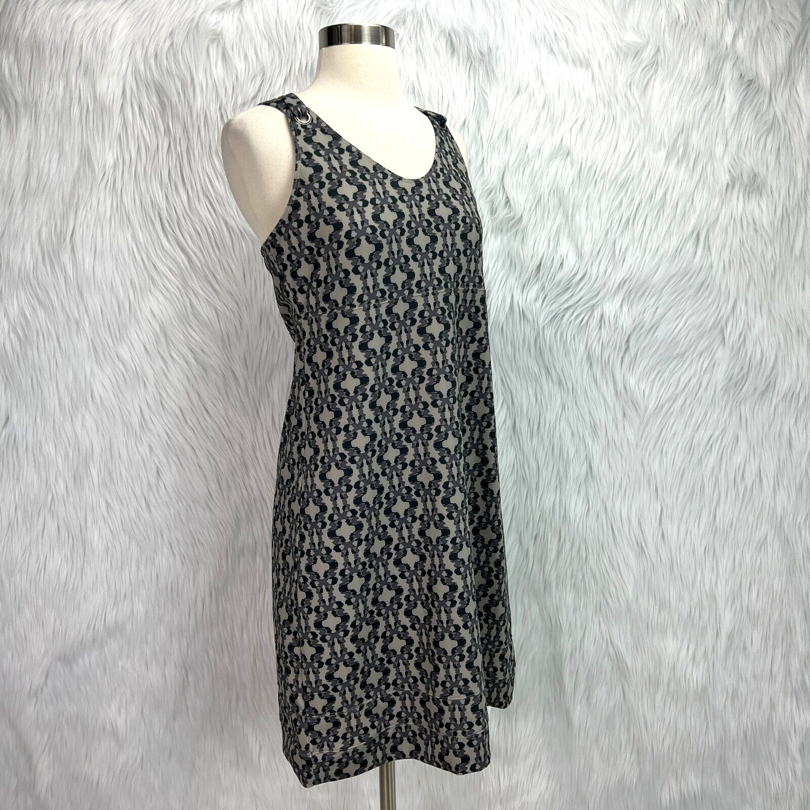 Merrell Womens M Gray Print Opti Wick UPF Strappy Dress Shelf Bra Beach Active