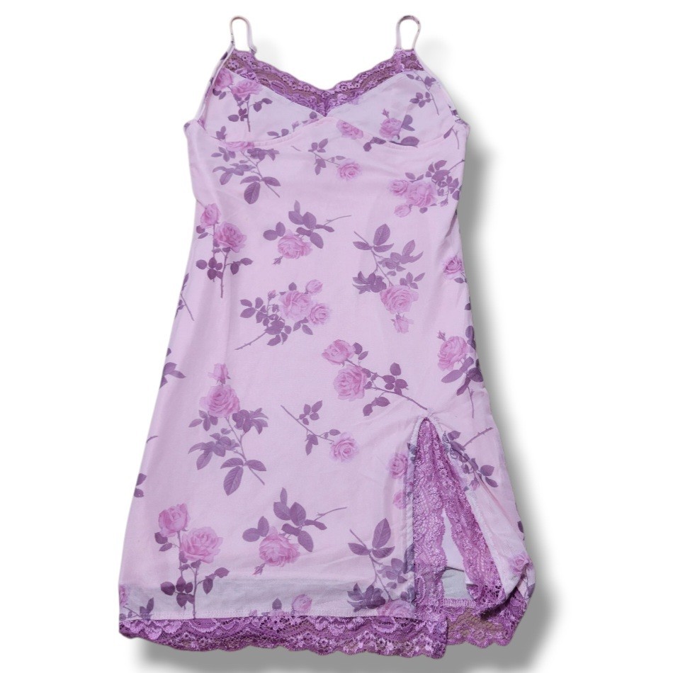 Motel Dress Size XS Women’s Motel Coti Dress Bodycon Dress Lace Trim Pink Roses