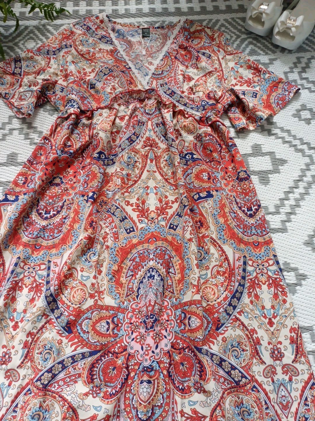 Pretty Boho Floral Paisley Print Floaty summer Dress 👗 Beach Holiday XL 14 16