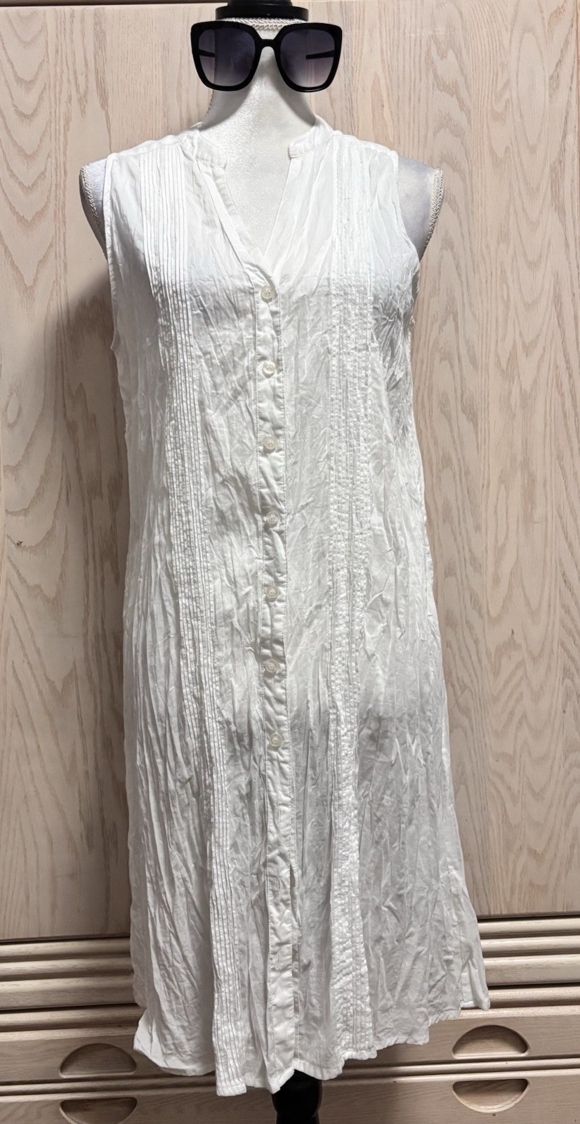 Seafolly Australia Ruched Button Down Summer White Dress , Size M . Brand New.