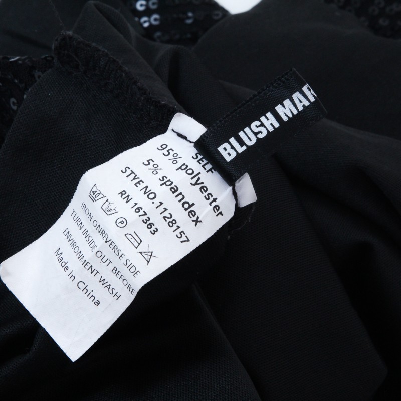 Blush Mark Small Black Sequin Mini Dress Backless Cowl Neck Clubwear Party Spark