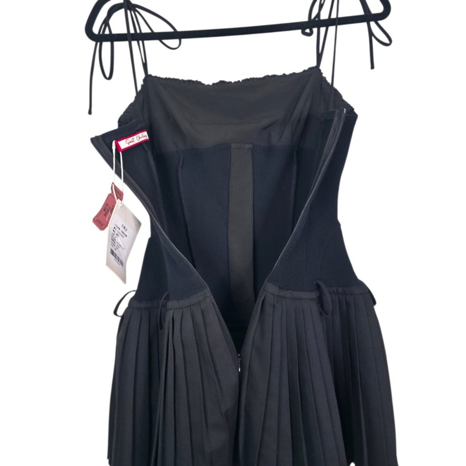 Sweet Chilling Drop Waist Pleated Mini Dress Black Corset NWT Size M