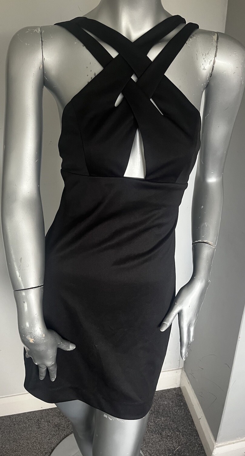 AQ AQ Black Cryton Mini Dress Size 6