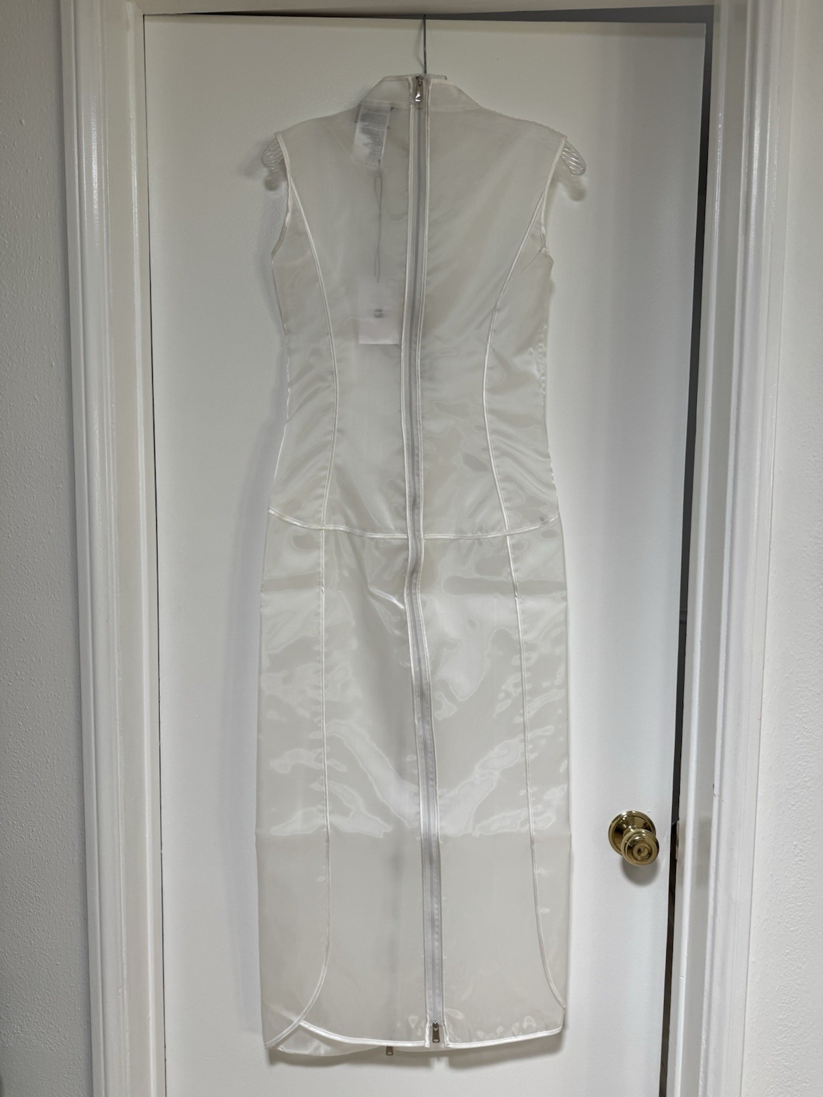 Coperni White Sheer Organza Sleeveless Zip Dress