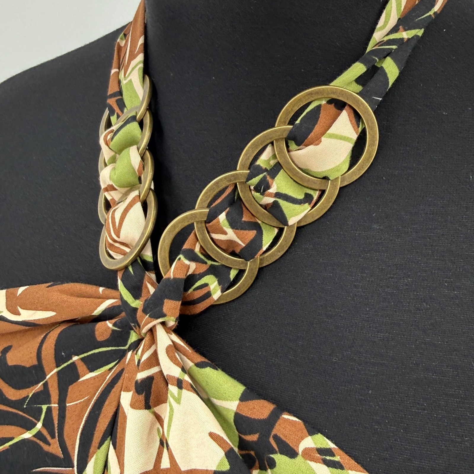 Donna Ricco New York Abstract Leaf Halter Midi Dress Women’s Size 10