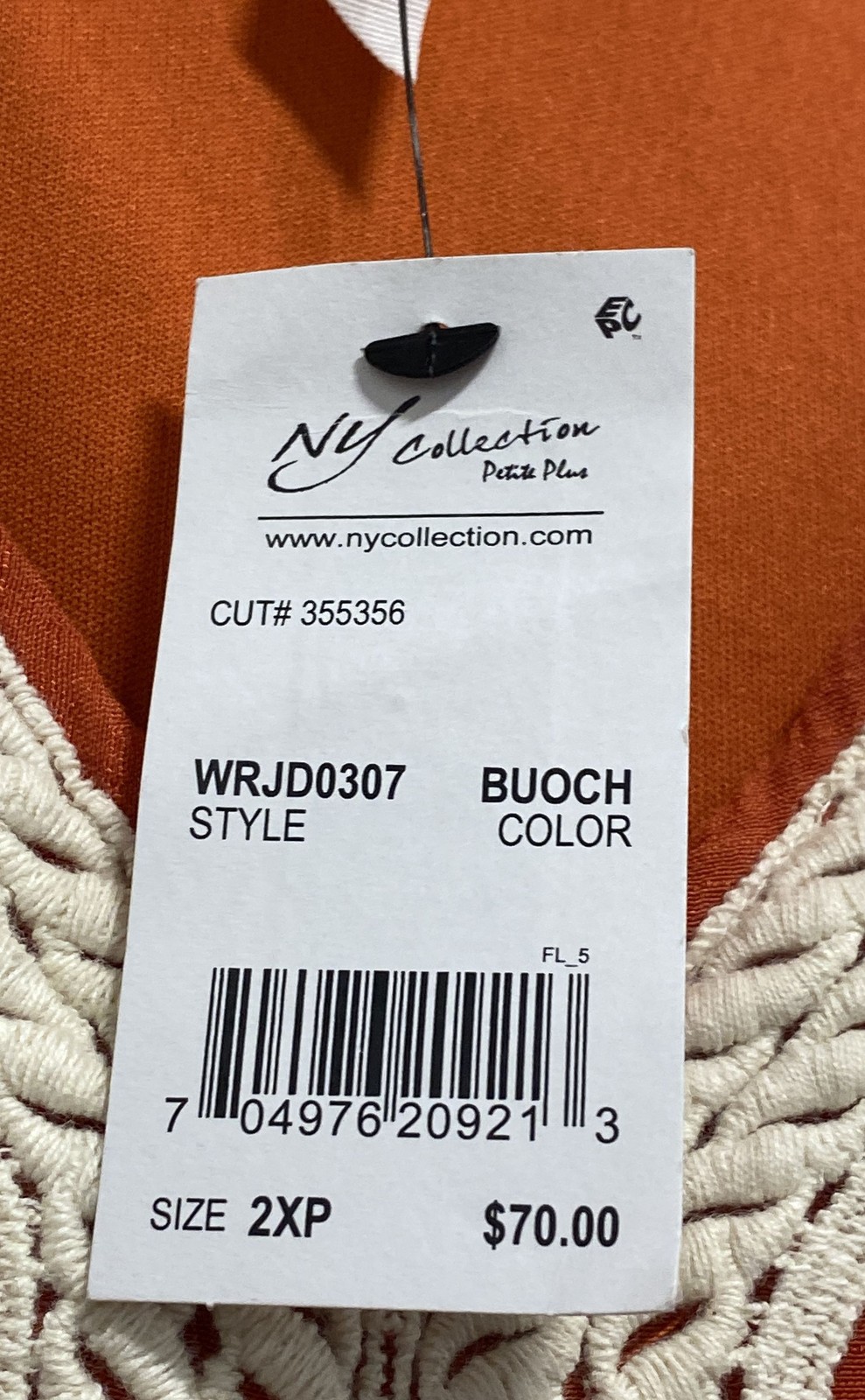 NY Collection Women’s Burnt Orange Crochet V-Neck Crinkle Maxi Dress Sz 2XP NWT