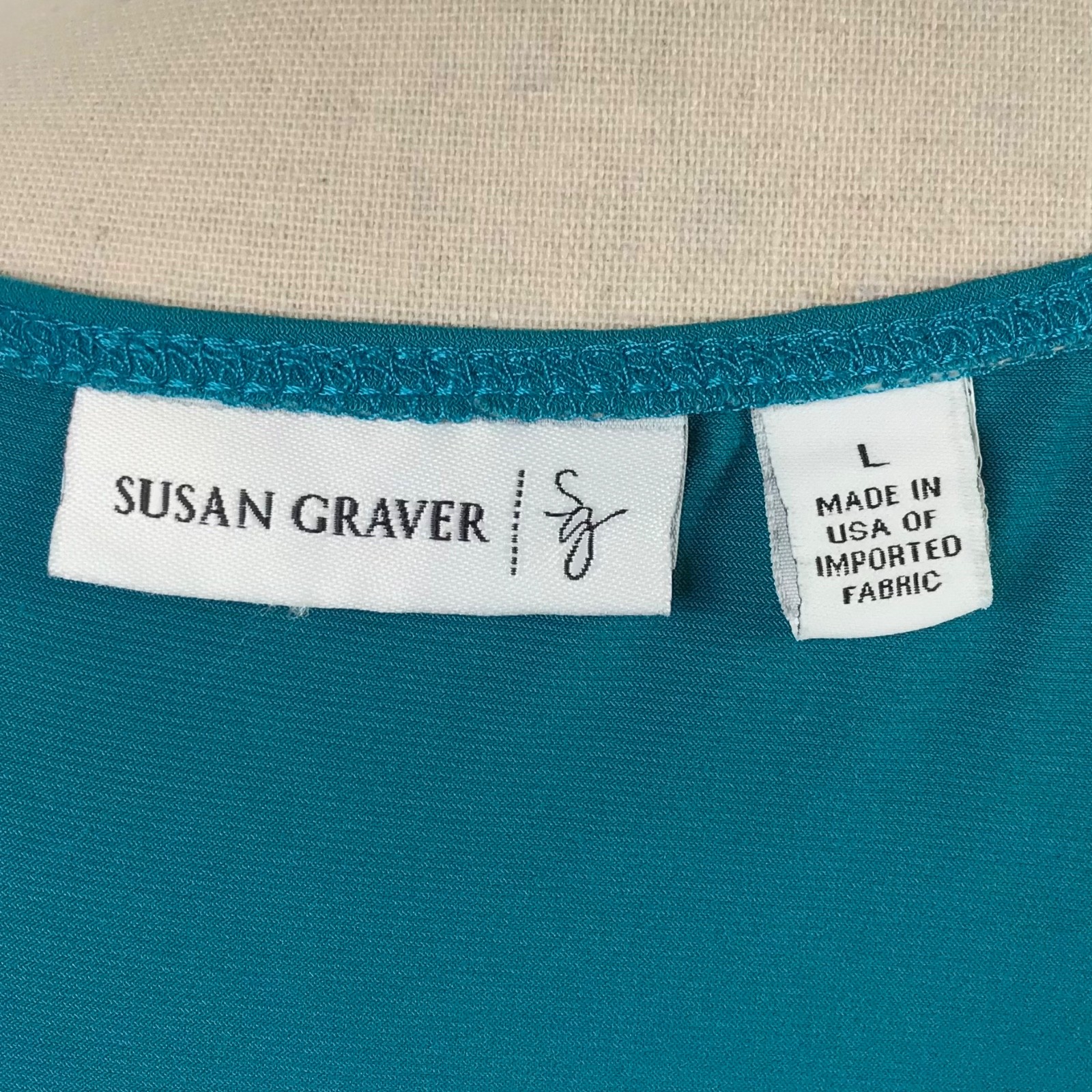 Susan Graver Turquoise Liquid Knit Dress Size L Minimalist Capsule Pullover